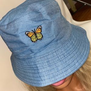 Denim Butterfly Bucket Hat